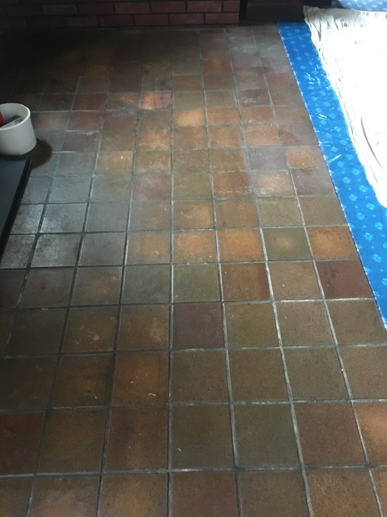 Quarry Tiled Floor Before Renovation in Outwood