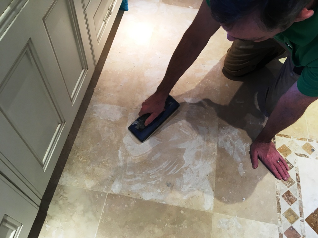 Pitted Travertine Floor After Filling Before Polishing Limpsfield Chart
