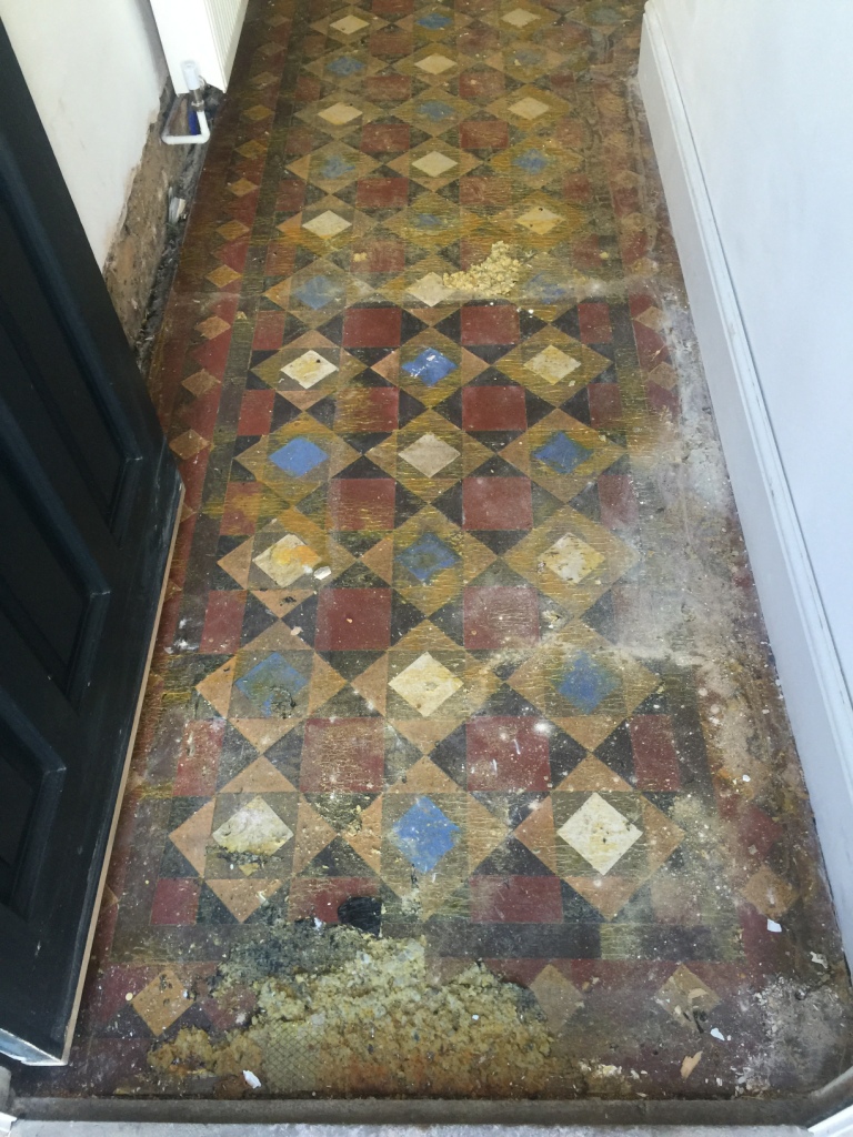Victorian Tiled Hallway Before Restoration Fulham
