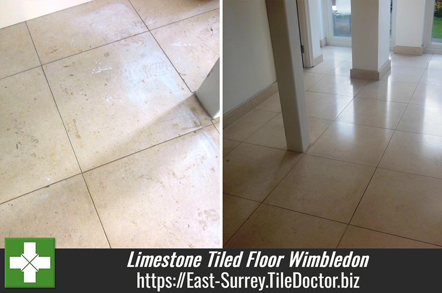 Limestone Tiled Floor Strip and Seal in Wimbledon