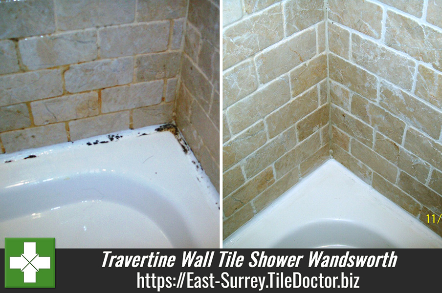 Travertine Wall Tile Shower Refresh in Wandsworth