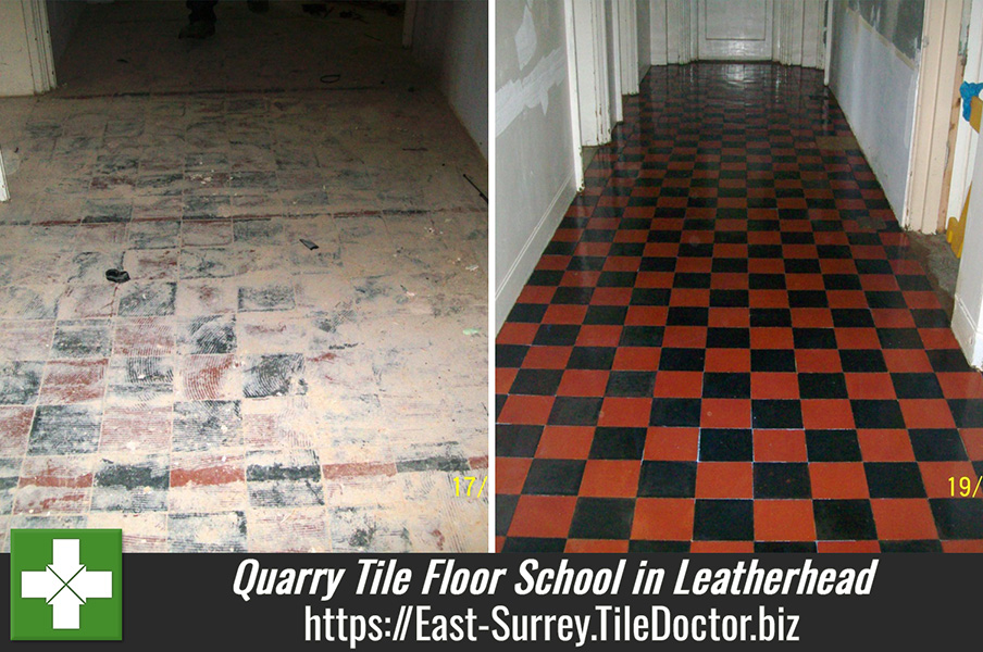 Quarry Tile Floor Restoration at a School in Leatherhead