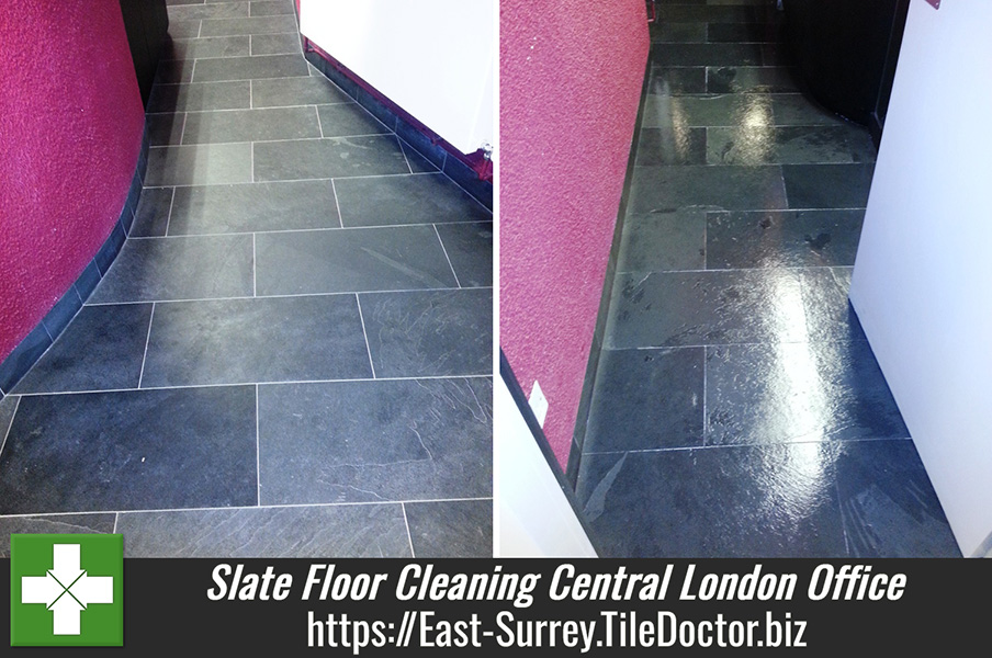 Slate Floor Cleaning at a Central London Office