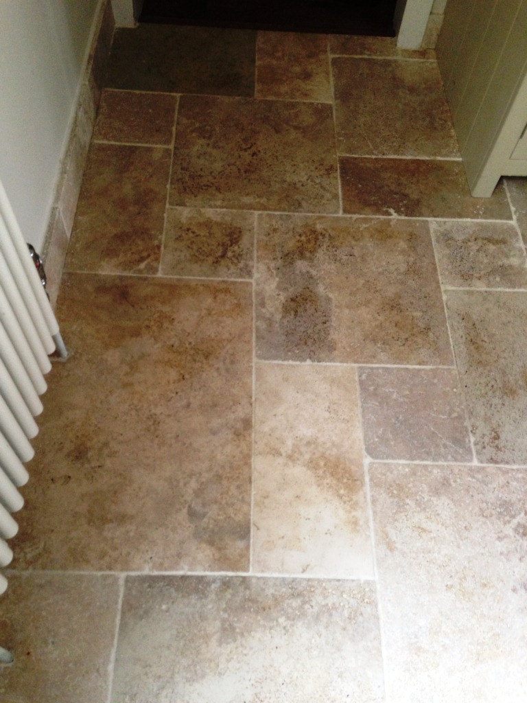 Dirty Travertine Cleaned not Sealed