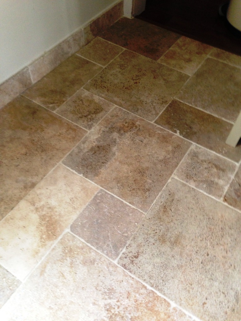 Dirty Travertine Cleaned not Sealed