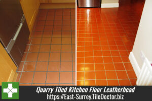 Quarry Tiled Kitchen Floor Cleaned in Leatherhead