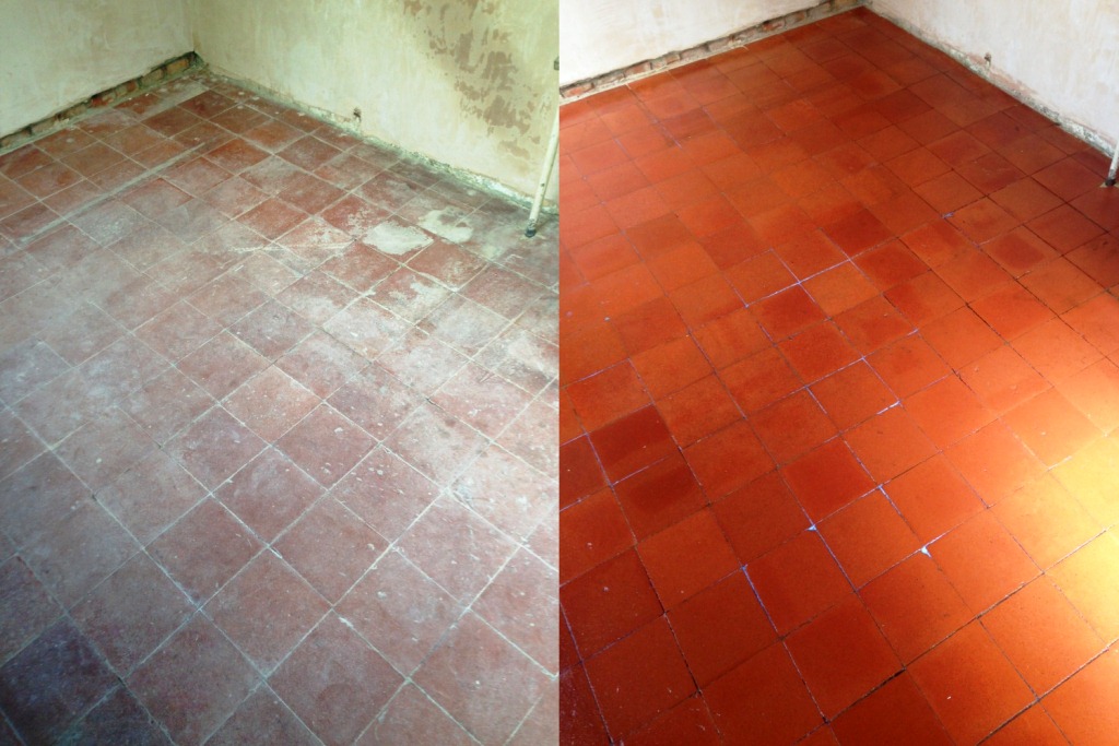 Quarry Tile Cleaning Before and After