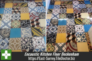 Cleaning Encaustic Kitchen Floor Tiles in Beckenham