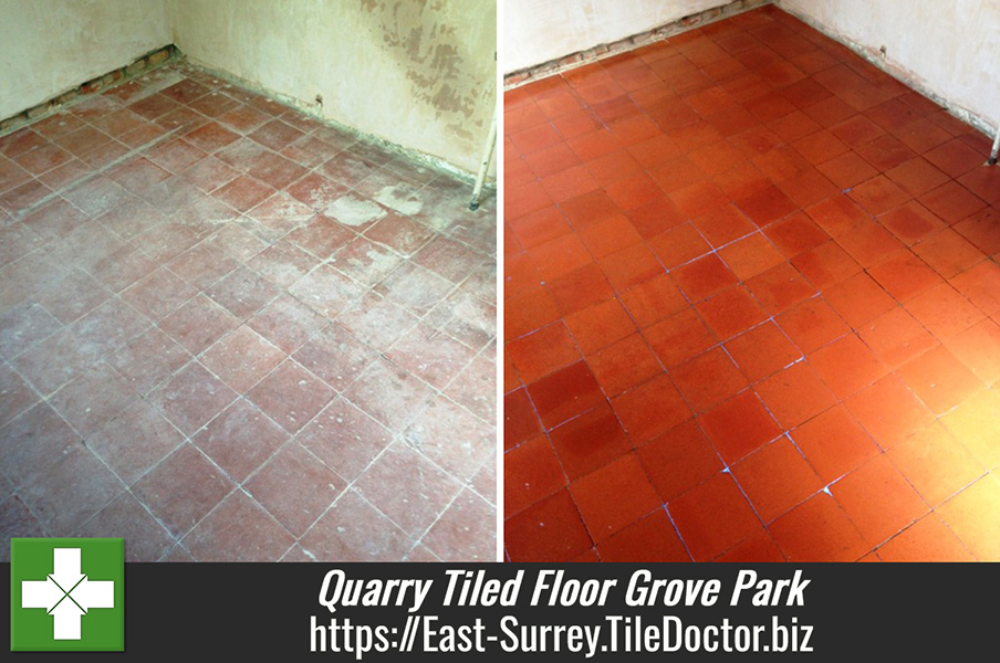 Quarry tiled floor restoration in Grove Park, South London