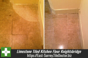 Limestone Tiled Kitchen Floor Cleaned and Polished in Knightsbridge