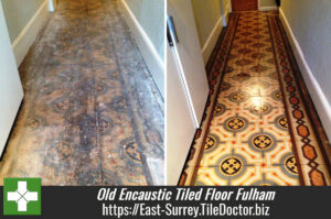 Old Encaustic Tiled Floor Restored in Fulham