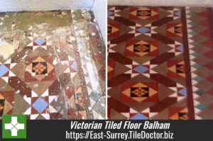 Restoring a Victorian Tiled floor hidden under Carpet in Balham