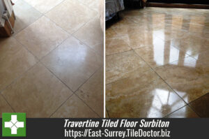 Travertine Tiled Floor Diamond Polished in Surbiton