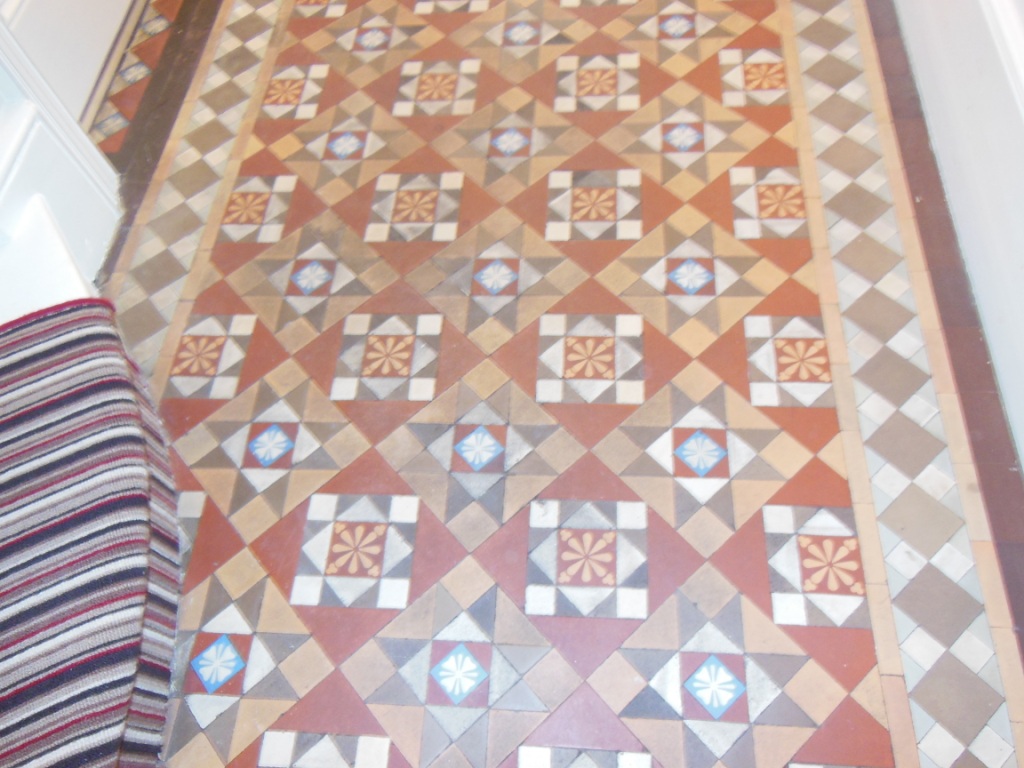 Victorian Tiled Floor in Putney Before Cleaning