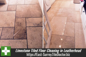 Limestone Tiled Floor Cleaning in Leatherhead