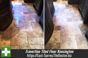 Honed Travertine Tiled Floor Cleaned and Sealed in Kensington