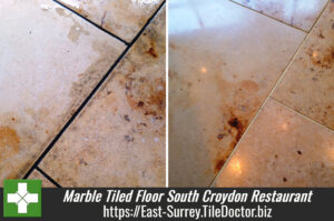 Marble Tiled Floor Cleaned and Polished in South Croydon Restaurant