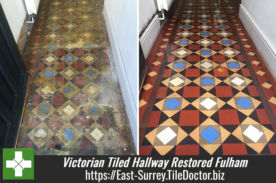 Victorian Tiled Hallway Restored in Fulham