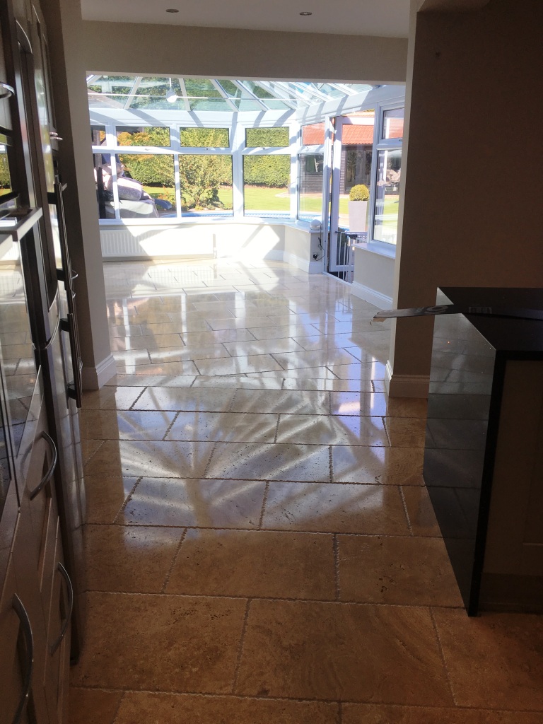 Tumbled Travertine Floor Horley After Polishing