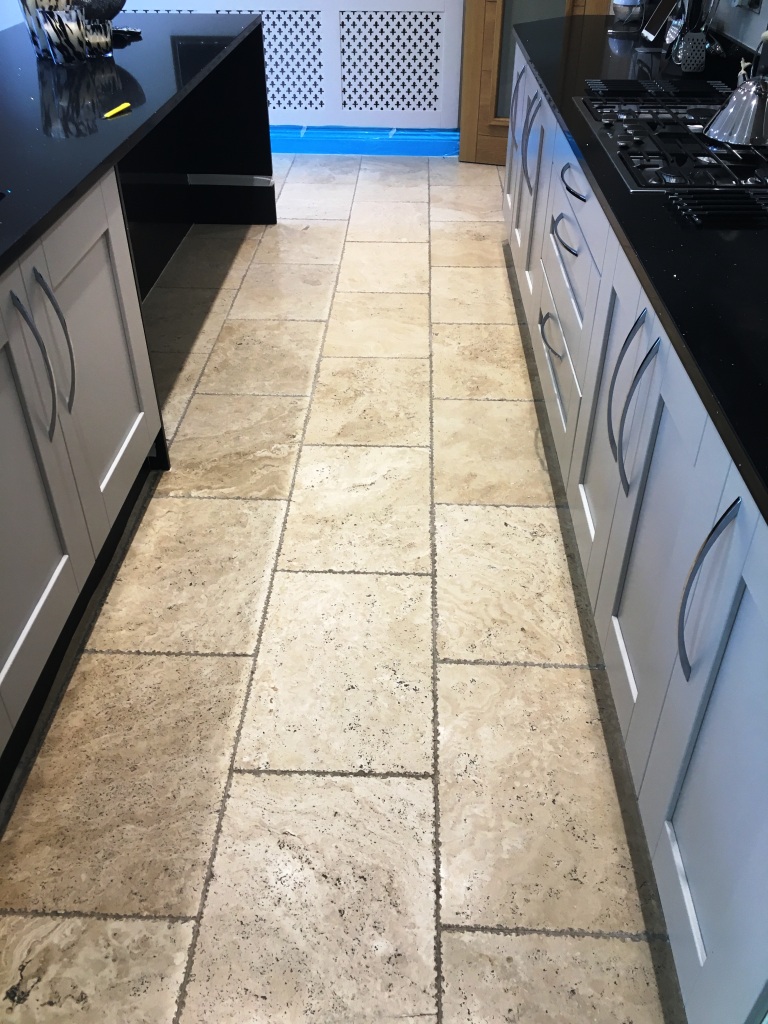 Tumbled Travertine Floor Horley Before Polishing